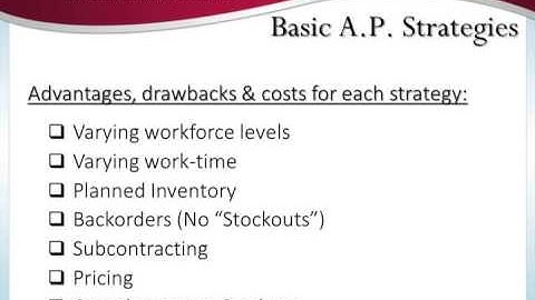 Aggregate Planning Objectives and Strategies (35 Mins)