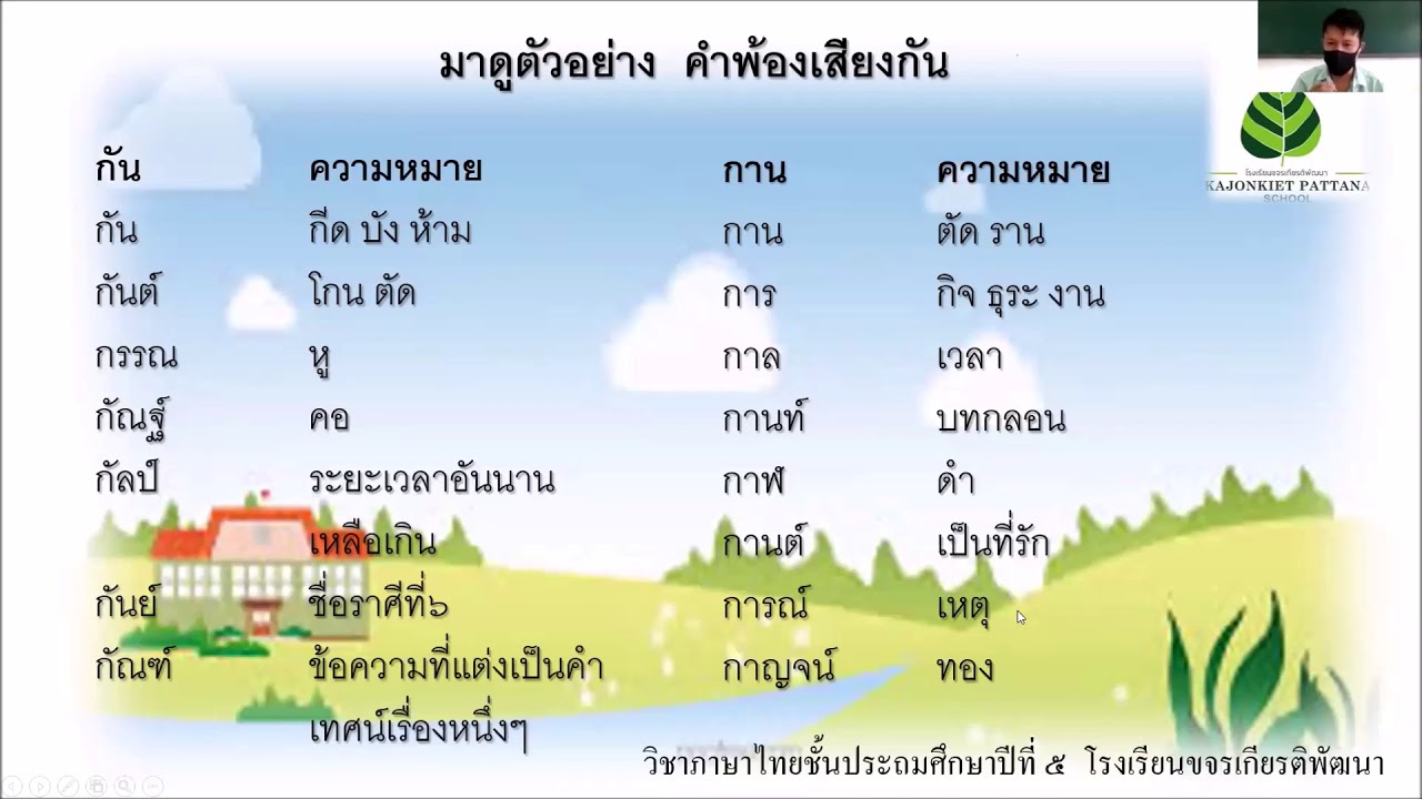 02-06-63 ชั้น ป.5 Tp บทเรียนออนไลน์ วิชา ภาษาไทย เรื่อง คำพ้องเสียง ...