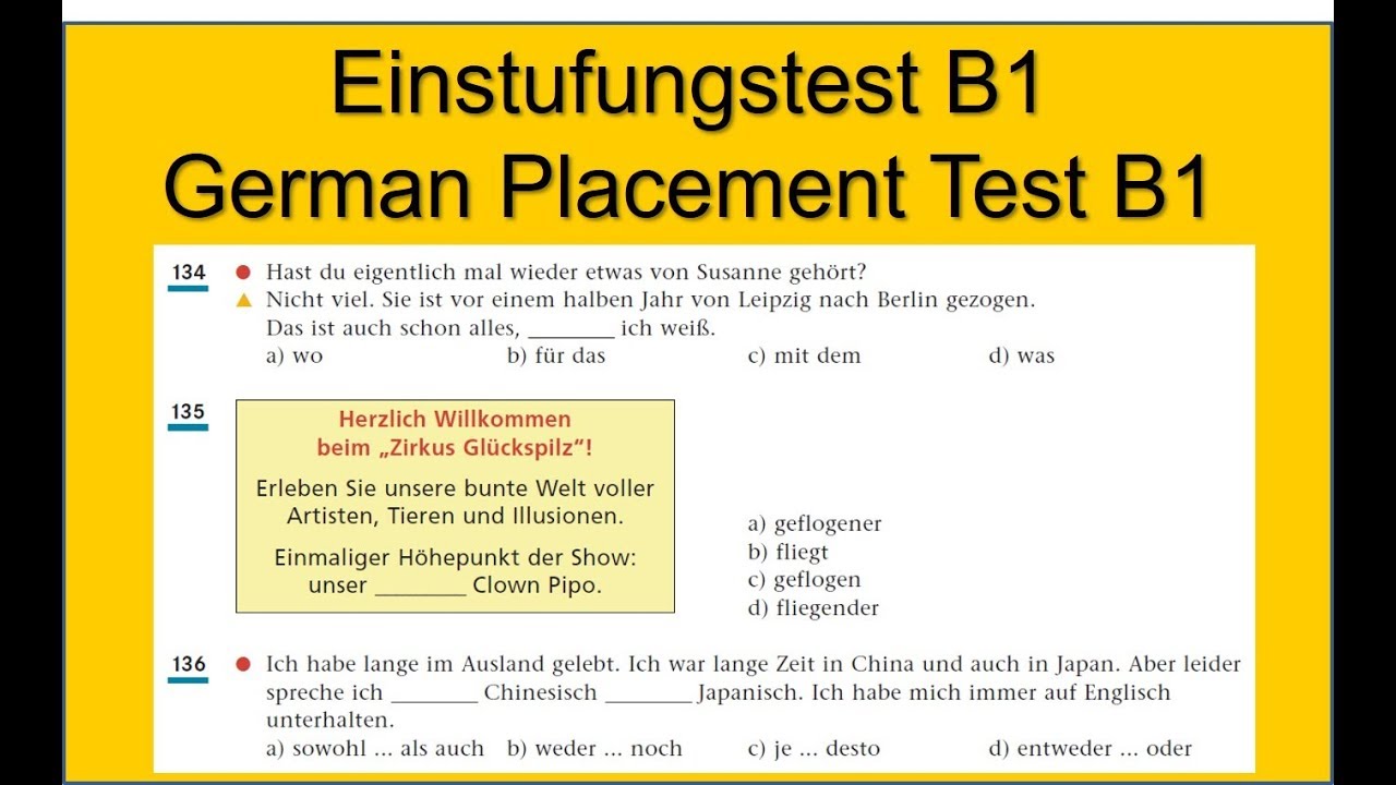 Einstufungstest B1 German Placement Test B1 Youtube