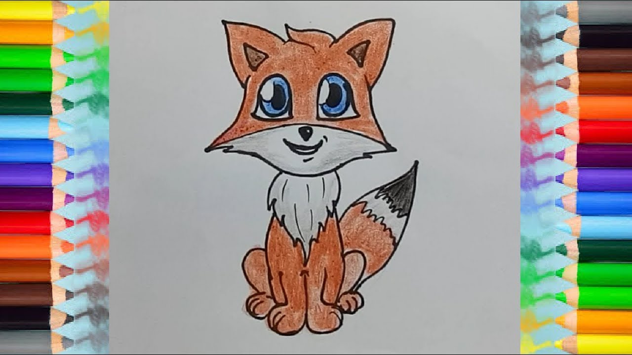 How To Draw A Cute Fox  Oil Pastel Art for Kids 