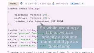 Mysql Tutorial Time Stamp Command