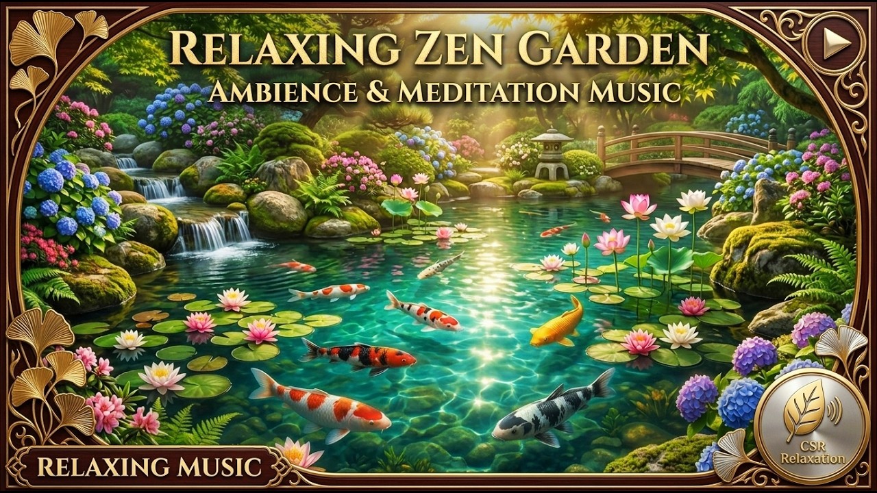Relaxing Zen Garden Music 🌿 Koi Pond Water Sounds for Deep Meditation ...