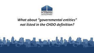 HOME Program - CHDO FAQ Government Entities