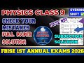 Physics Class 9 Evening Paper Subjective Solution 2026 | FBISE Physics 9th Evening Question Paper