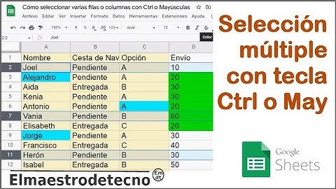 Cómo seleccionar varias celdas, filas, columnas con tecla Ctrl o May en hoja de cálculo