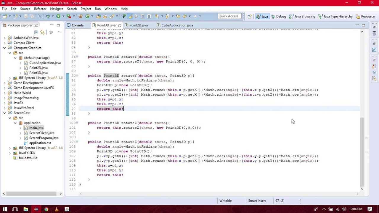 3D Cube Rotation using Java - YouTube