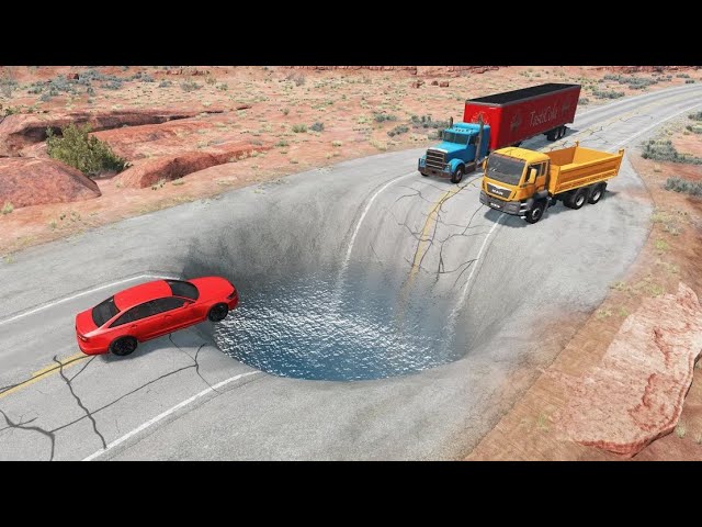 Cars vs Giant Water Pit #4 - BeamNG.drive | BeamNG Drive CRASHES