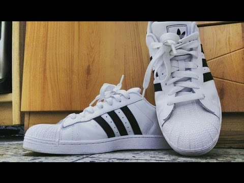 Adidas Superstars unboxing and review(classic white) - YouTube