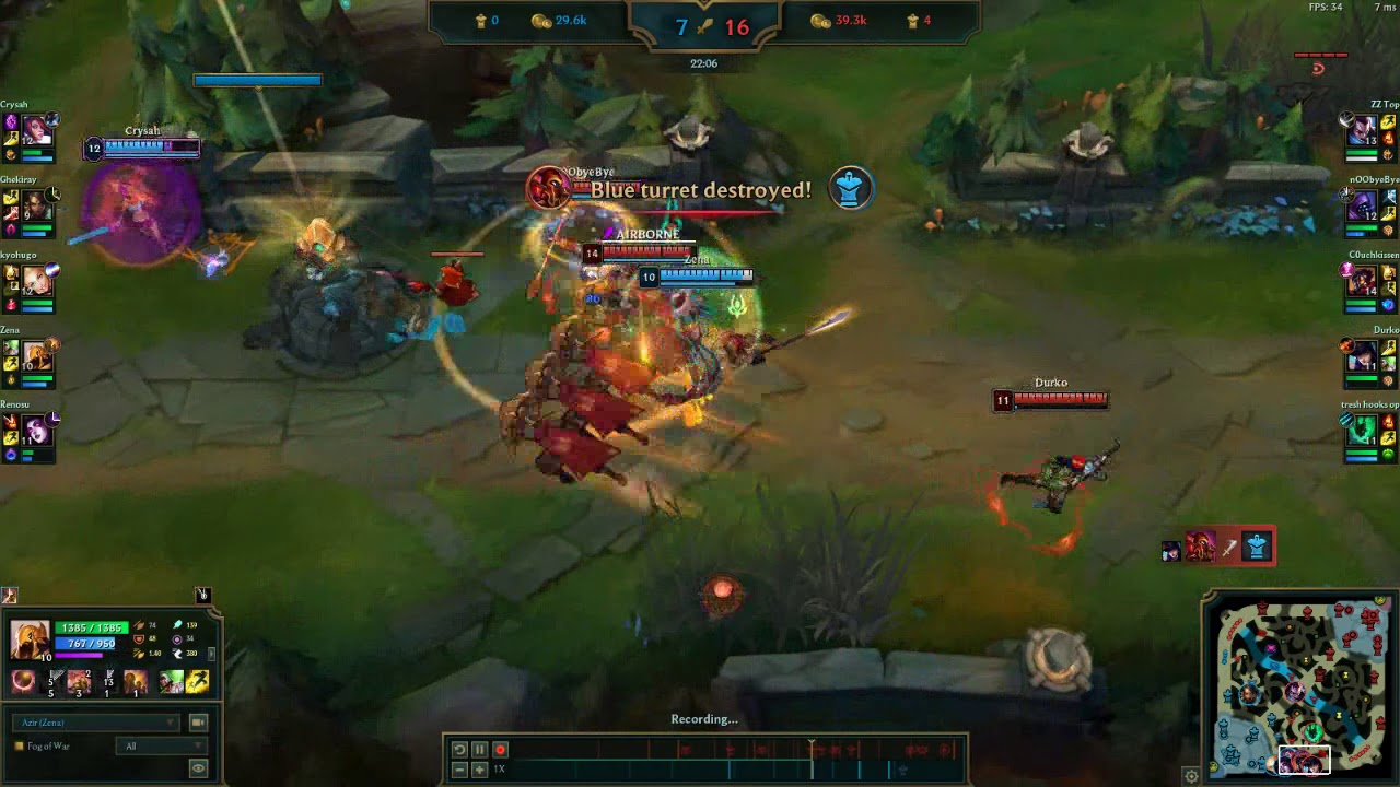 Azir shuffle under passive tower. - YouTube