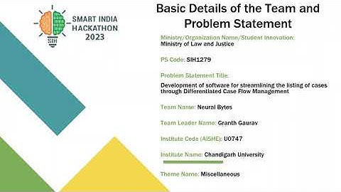 TEAM: NEURAL BYTES | PSID: SIH1279 | SIH 2023