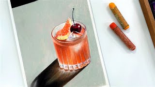 Oil Pastel Drawing / Drawing a drink in a glass