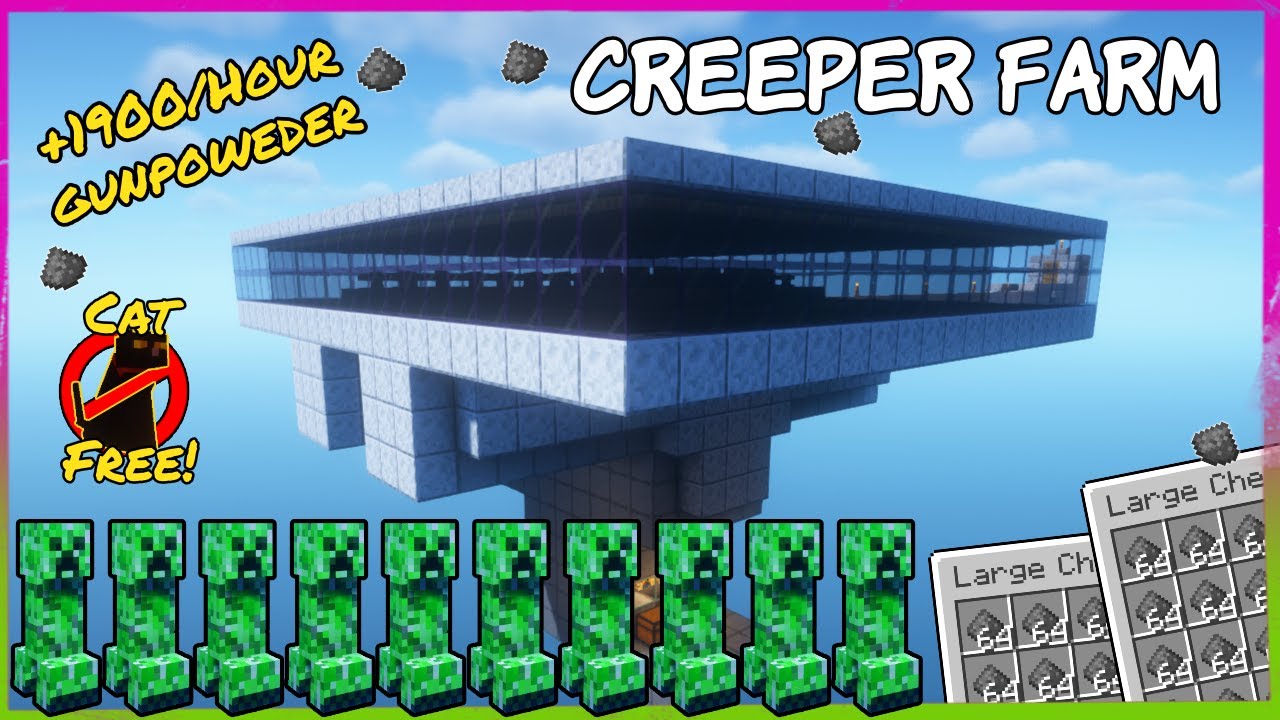 Easy Creeper / Gunpowder Farm - Minecraft Build Tutorial - YouTube
