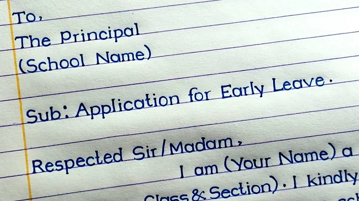 Application For Early Leave / Half Day Leave Application / MM Handwriting