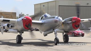 P-38 Lightning Start up, flight & shut down