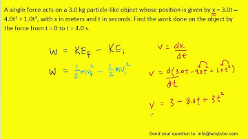 A single force acts on a 3.0 kg particle-like object