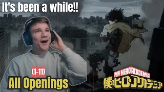 Video thumbnail of "ALL My Hero Academia Openings Reaction!! | All MHA Openings (1-11)"