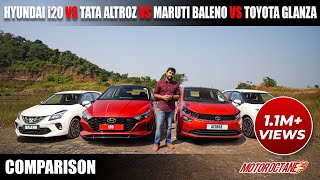 New Hyundai i20 vs Tata Altroz vs Maruti Baleno vs Glanza Comparison | Hindi | MotorOctane