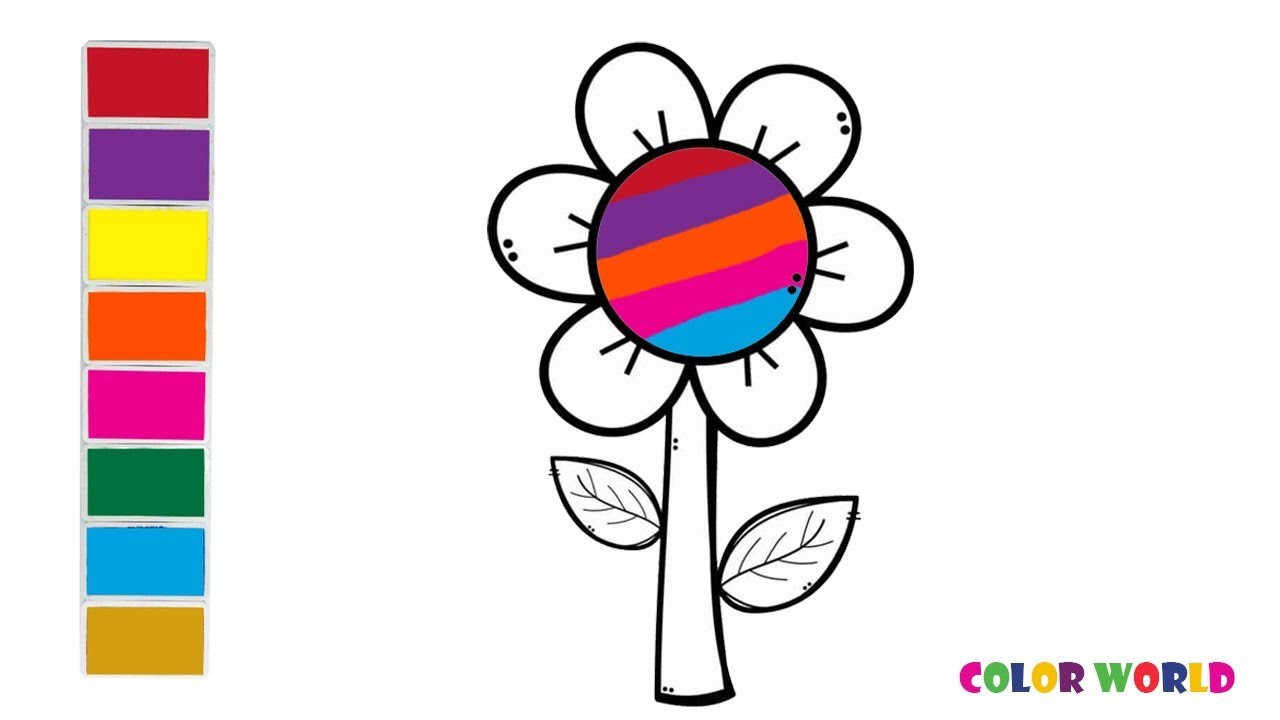 Flower Drawing For Kids | Coloring & Drawing Flower with Marker for ...