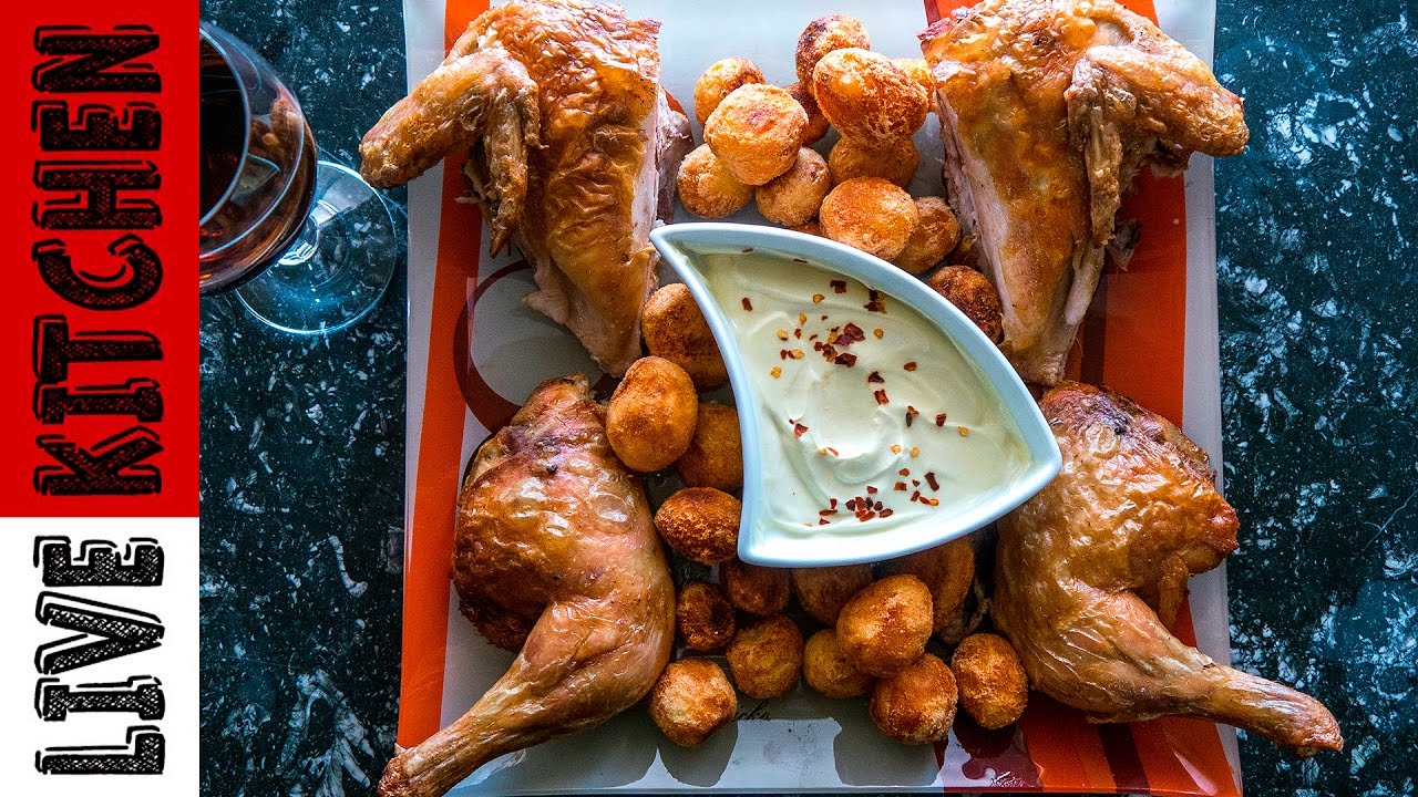 ⁣Εκπληκτικό κοτόπουλο στον φούρνο 👌 | Πεταλούδα | Butterflied Roasted Chicken | Live Kitchen