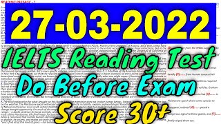 IELTS READING PRACTICE TEST 2022 WITH ANSWERS | 27.03.2022