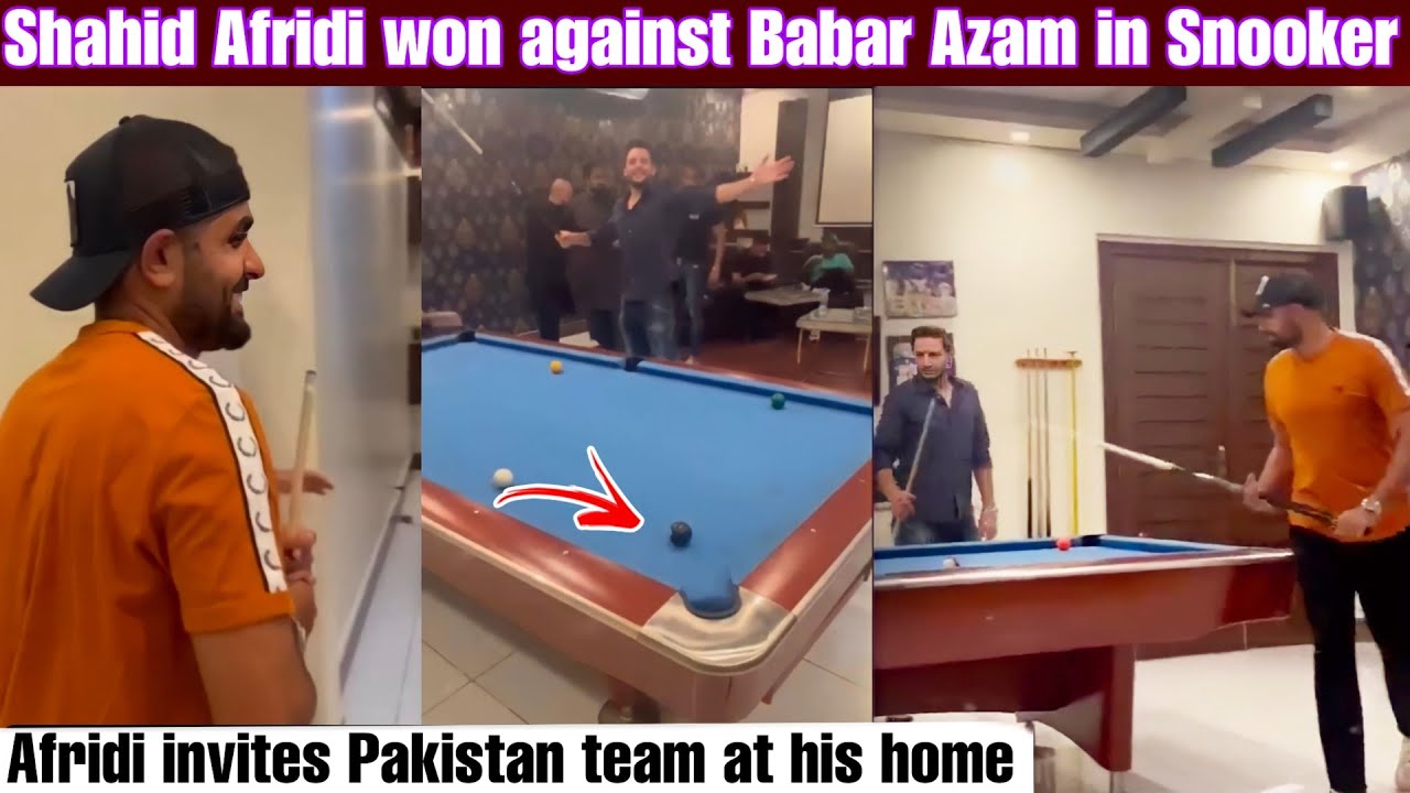 Shahid Afridi Beats Babar Azam in Snooker Challenge Babar and team at Afridis house
