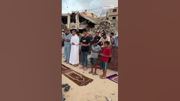 Palestinians in southern Gaza held Eid al-Adha prayers among the ruins of destroyed buildings.