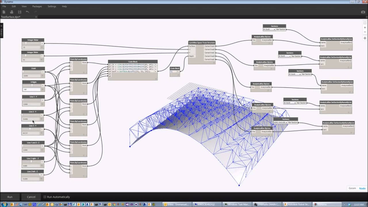 Autodesk Labs Dynamo Plug In For Robot Structural Analysis Truss 3d Model Youtube