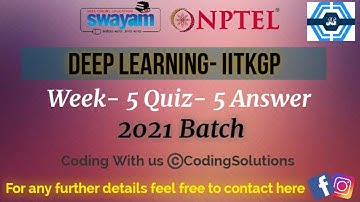 Deep Learning - IITKGP | Week 5 Answers | NPTEL ||