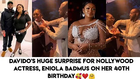 Davido surprises Nollywood Actress, Eniola Badmus on her 40th birthday😳🥰🎂🍾