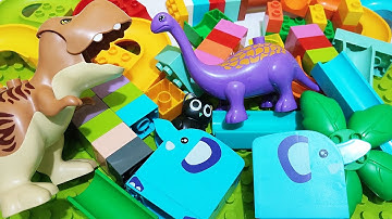 Satisfying Building Blocks ASMR Marble Run Dinosaurs Tail & Seesaw Elephant