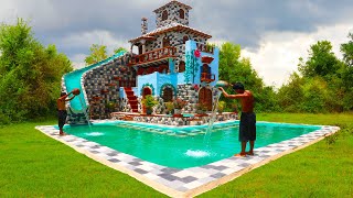 Building Mud Villa, Swimming Pool, Water Slide & Pool On Villa For Entertainment Place in The Forest