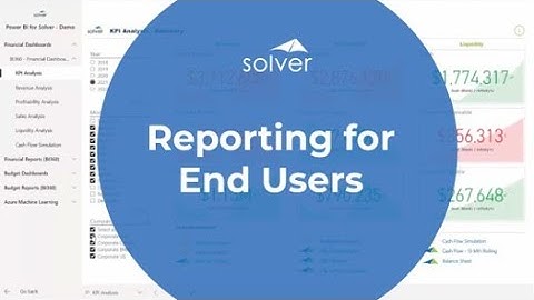 Solver Reporting & Analysis- User Overview of Software