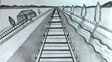 HOW TO DRAW A TRAIN TRACK | using 1-Point Perspective | | STEP BY STEP | | TRAIN STATION |