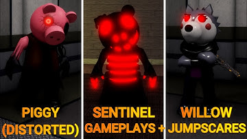 Roblox | PIGGY (DISTORTED), SENTINEL & WILLOW Skins Gameplays + Jumpscares in Piggy