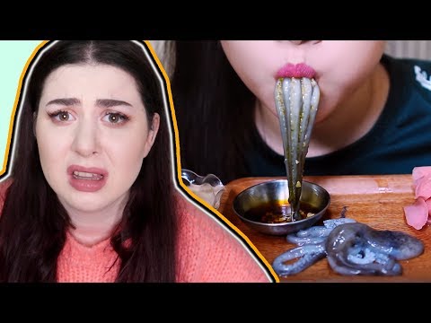 RAHATSIZ EDİCİ ASMR VİDEOLARI | CANLI AHTAPOT YEMEK