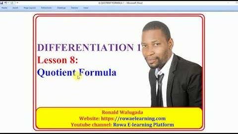 8-QUOTIENT FORMULA IN DIFFERENTIATION 1