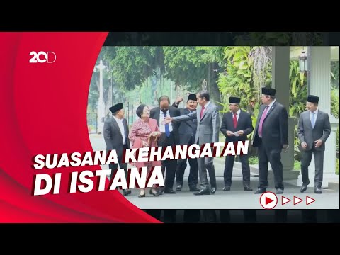 Momen Jokowi dan 7 Ketum Parpol Jalan Bareng Sebelum Pelantikan Menteri-Wamen