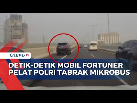 Detik-detik Mobil Fortuner Pelat Polri Tabrak Mikrobus di Tol MBZ @kompastv