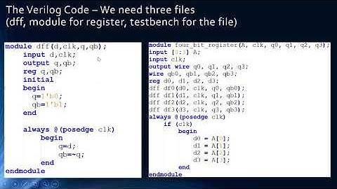 4 Bit register design with D-Flip Flop (Verilog Code included)