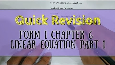 PT3 Mathematics Form 1 Chapter 6 Linear Equations Part 1