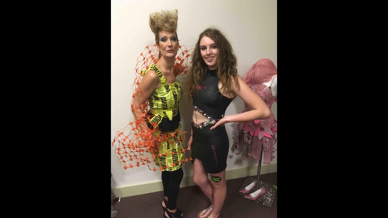 Punk Couture Caution Tape Dress for The Rubbish to Runway Fashion Show, October 8, 2016