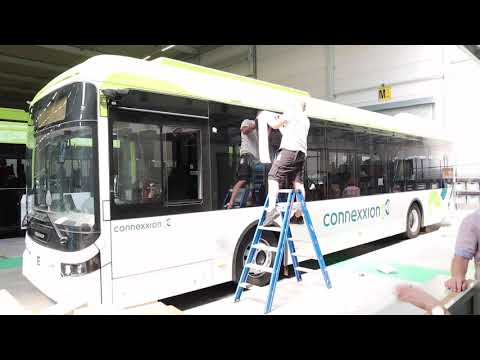 Timelapse van bestikkering nieuwe elektrische Ebusco bus voor Haarlem IJmond Transdev NL Connexxion