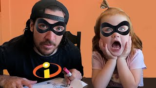 3 MARKER CHALLENGE!! Adley has the ultimate coloring challenge with Mom and Dad! Incredibles edition