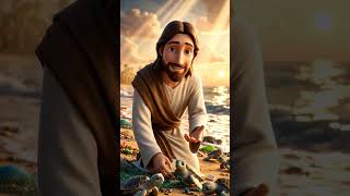 Jesus Saving Sea Turtles from Plastic Pollution 🌎🐢 #Jesus #JesusChrist #SeaTurtles #SaveTheOcean