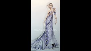 Drapes/flowers/soft fabric/marker sketch-Fashion sketch tutorial by ZEYNEP DENIZ screenshot 5