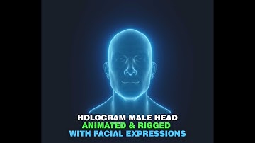 Hologram Male Head 3D Model Animated with Facial Expressions