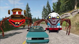 Big & Small Choo-Choo McQueen Boy, King Dinoco vs Pixar Car,Tow Mater vs DOWN OF DEATH -BeamNG.Drive