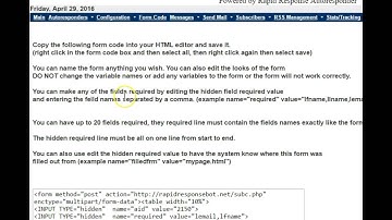 Getting the Form Code - RapidResponsebot.com Autoresponder