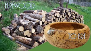 From Firewood to Functional Art:  Woodturning a Large Spalted Ash Bowl with Closed Rim