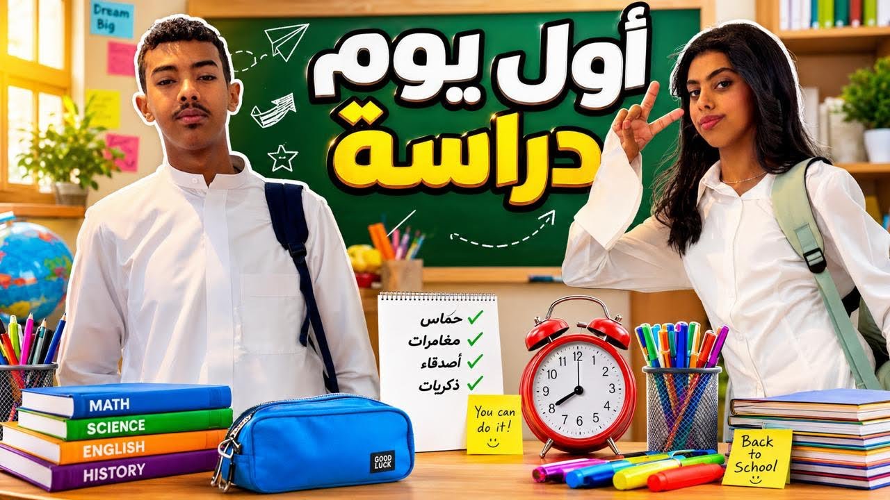 فلوق اول يوم دراسي 🔔📚☀️ خرب شعر فجر وخرب مكياجها ونكدت علينا 😭😭
